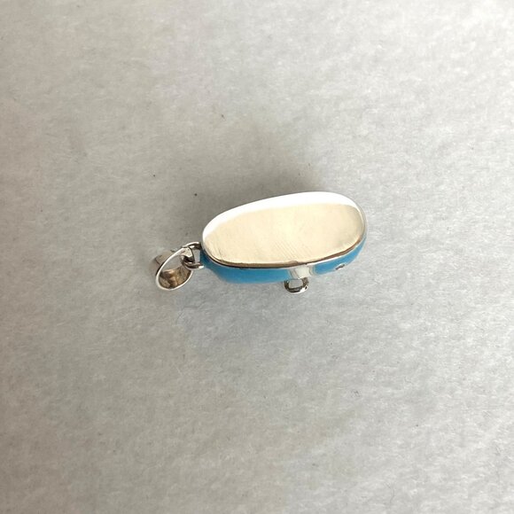 Sterling Silver 925 Blue Blank Engraveable Baby Boy Shoe Pendant Charm Baby Gift - Picture 5 of 14